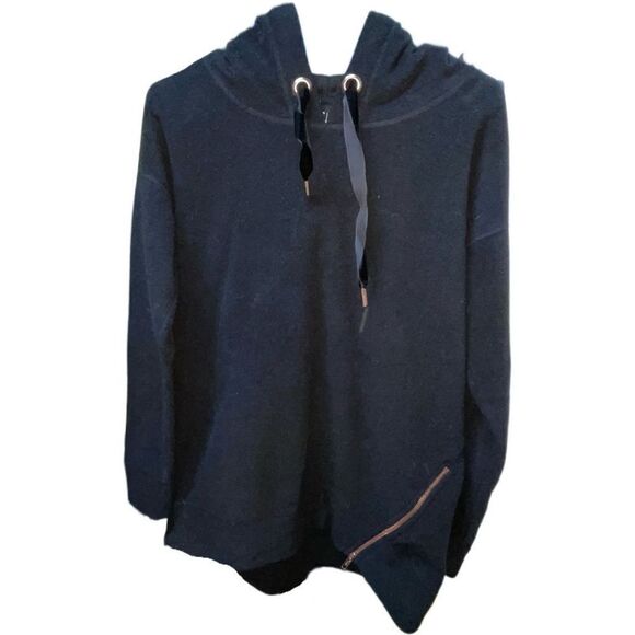 Xersion Long Black Hooded Fleece Sweater - Picture 1 of 4